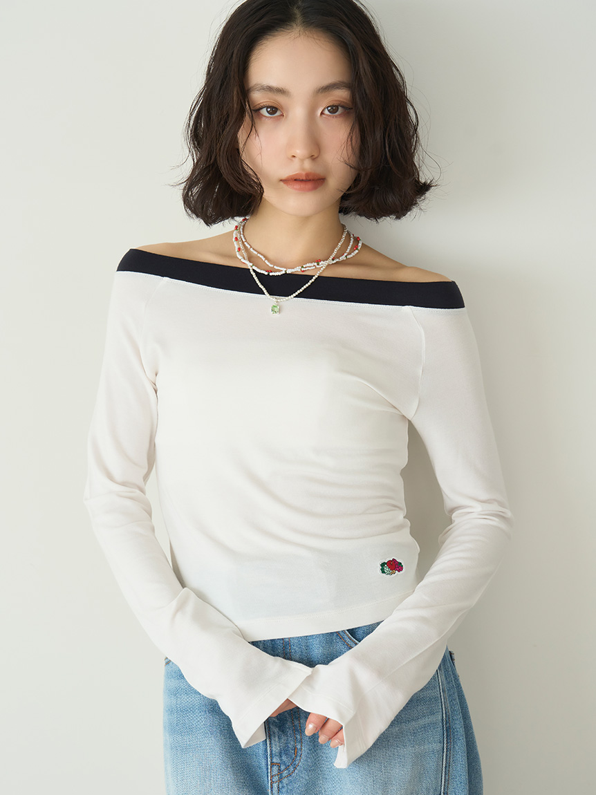 LILY BROWN Lingerie×FRUIT OF THE LOOM】2wayオフショルダートップス