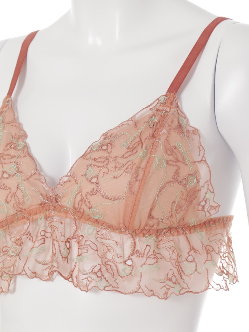 LILY BROWN Lingerie】ネコ柄レース ノンワイヤーブラ・ショーツ