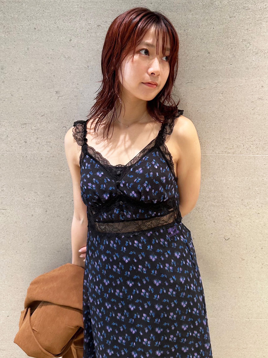 LILY BROWN Lingerie×ANNA SUI】カップ付きキャミワンピース(マキシ