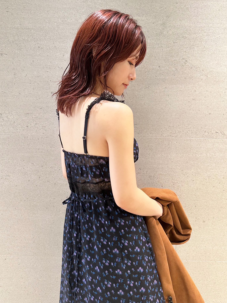 【新品】Lily Brown ANNA SUIカップ付きキャミワンピース　M LILY BROWN Lingerie×ANNA SUI】カップ付きキャミワンピース(マキシ