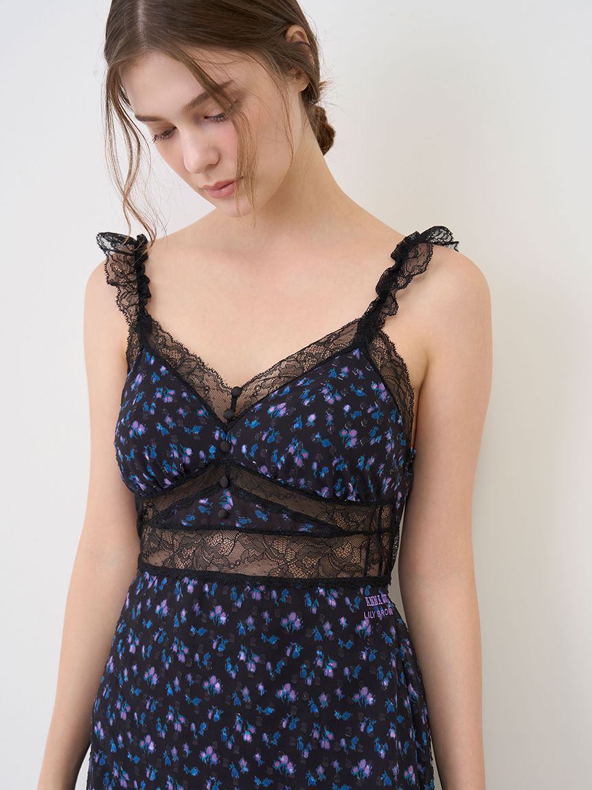 LILY BROWN Lingerie×ANNA SUI】カップ付きキャミワンピース(ロング