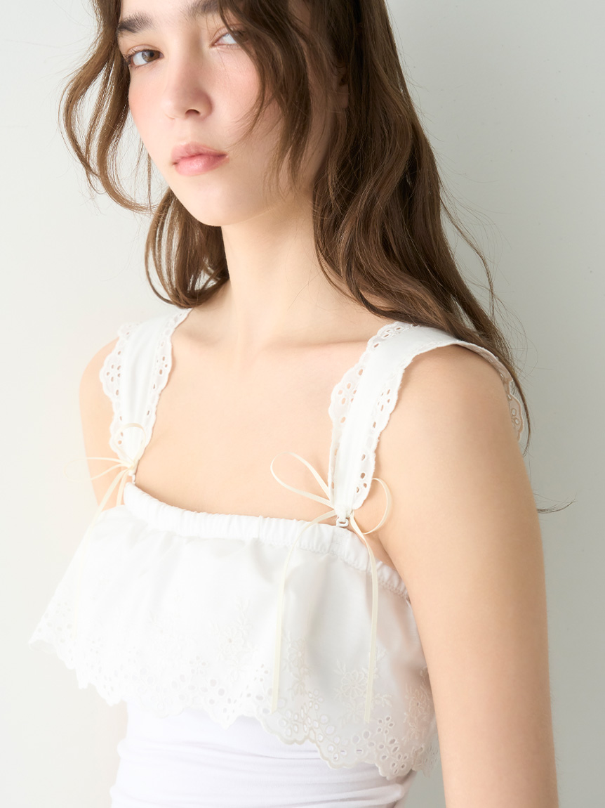 リリーブラウン トップス WEB限定カラー】3wayシアージャガードペプラムブラウス(ビスチェ