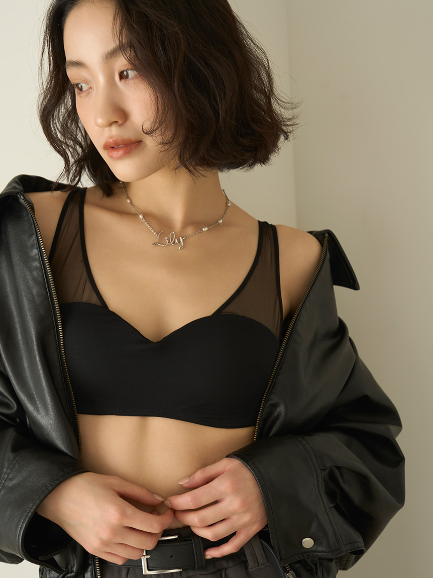 LILY BROWN Lingerie】シアーファンデノンワイヤー/ハーフトップ(ブラ