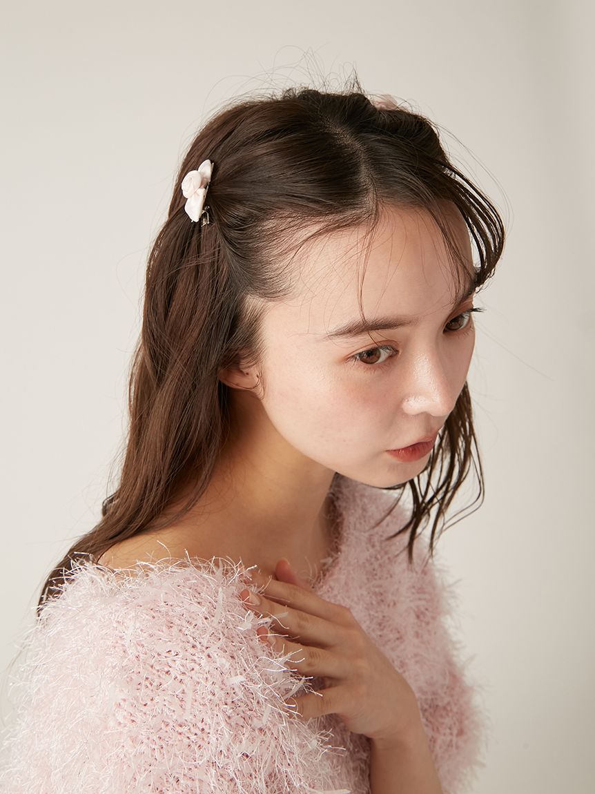 ローズクリップヘッドドレス　ピンク フラダンス用造花ヘアクリップの通販 2ビッグローズ＆スパイダー