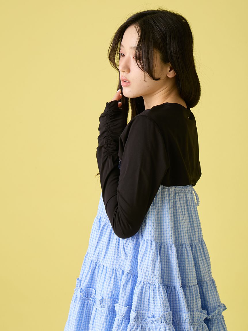 極美品 ランバンオンブルー ボレロ 羽織 チュール ショート丈 ブラック バイカラーリブショートカーディガン|LANVIN en Bleu | LANVIN en Bleu