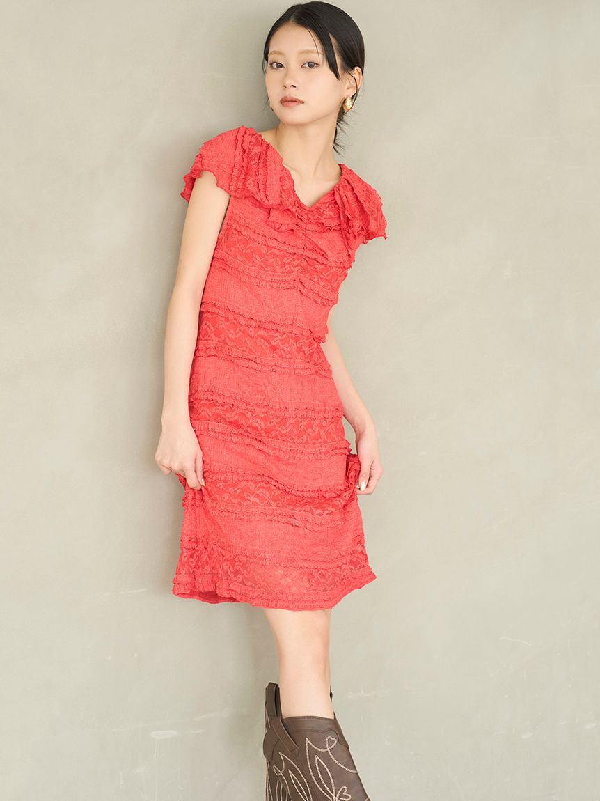 B02163 Lily Brown レース半袖ワンピース