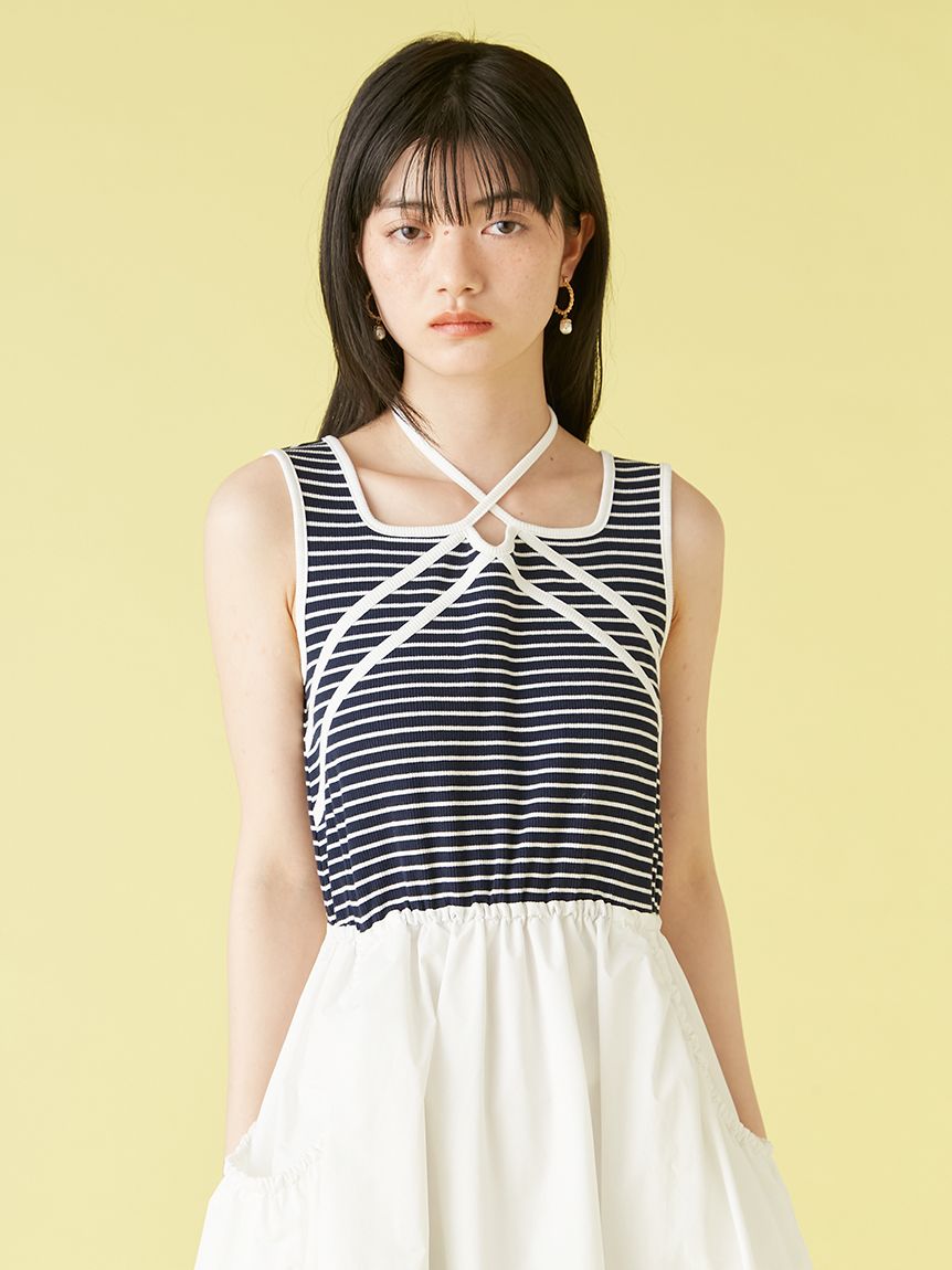 クロスデザインドッキングワンピース(マキシ・ロングワンピース