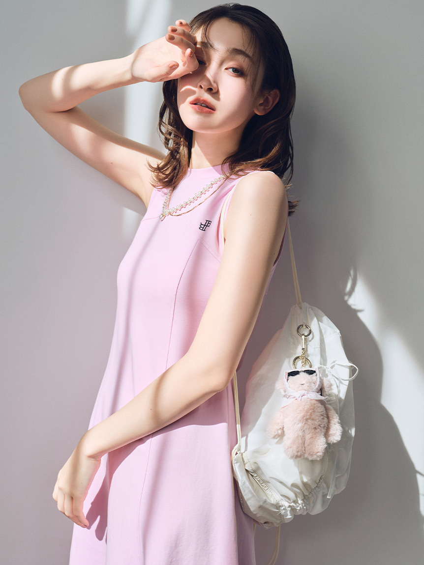 Lily Brown x Barbie ピンクオフショルダーワンピース lily brown リリーブラウン オフショルニットワンピース オフ