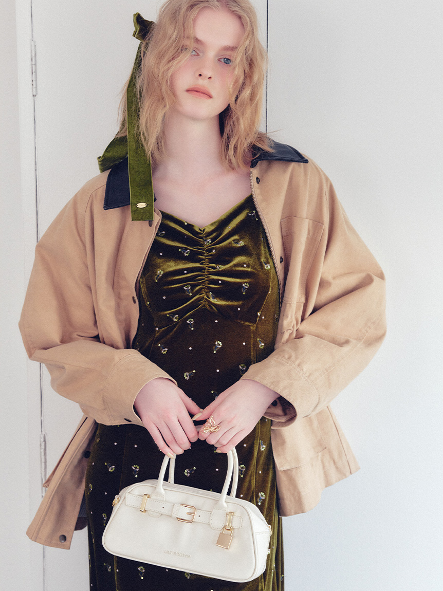 エンブロイダリーベロアワンピース(マキシ・ロングワンピース