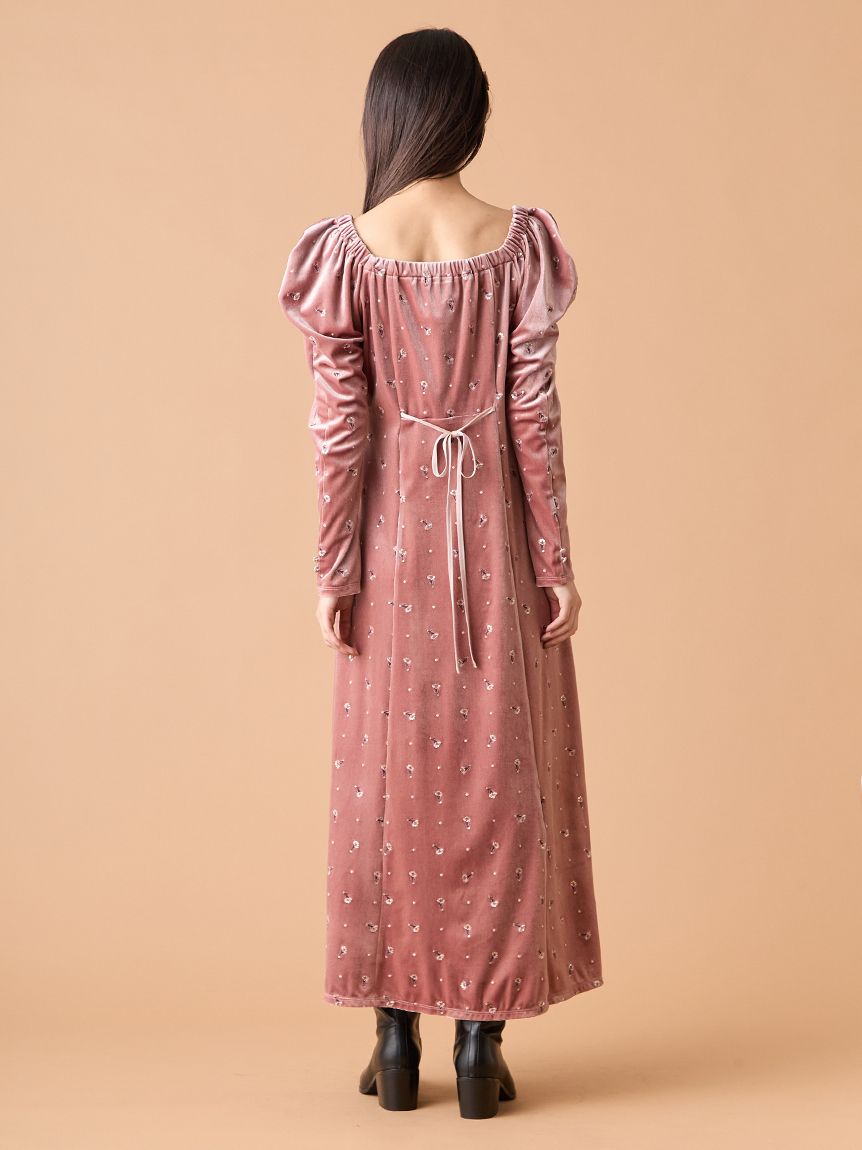 エンブロイダリーベロアワンピース(マキシ・ロングワンピース