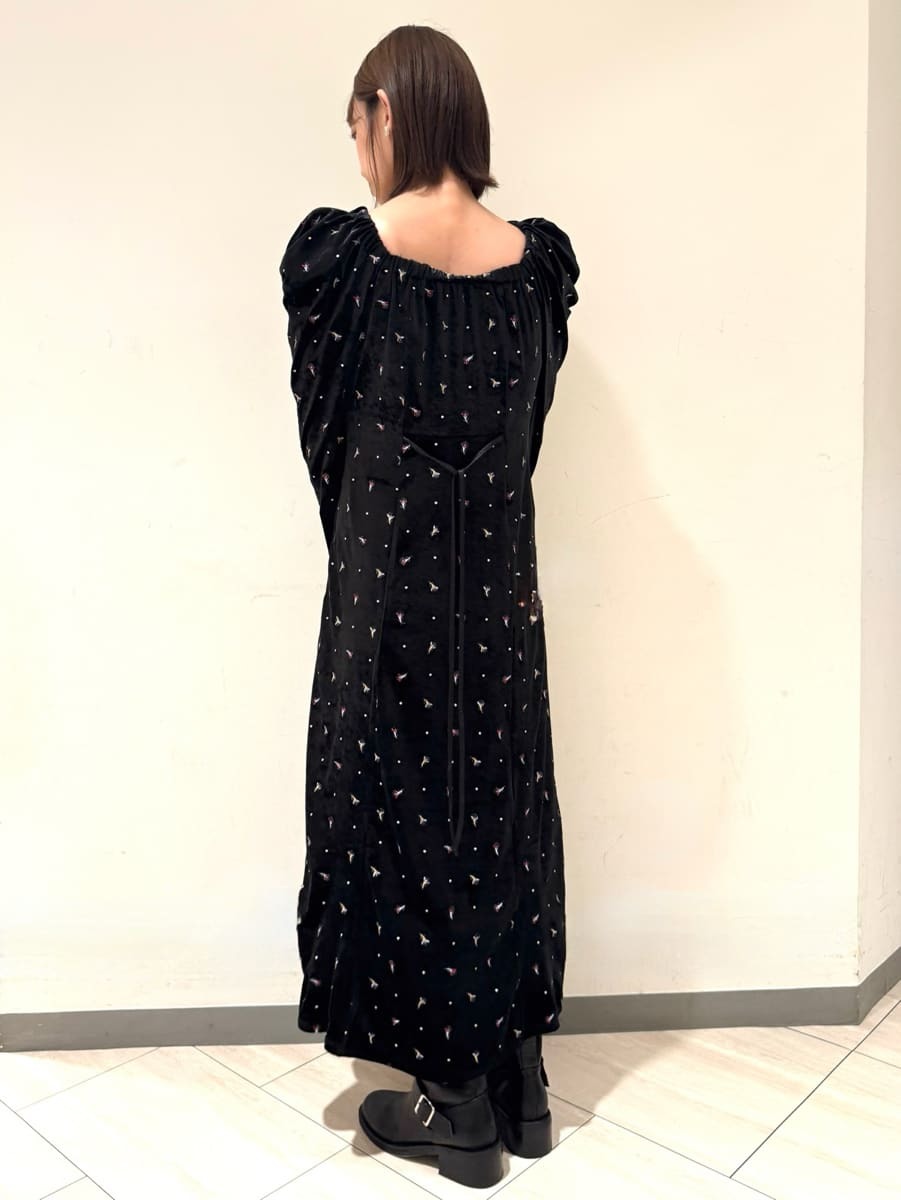 エンブロイダリーベロアワンピース(マキシ・ロングワンピース