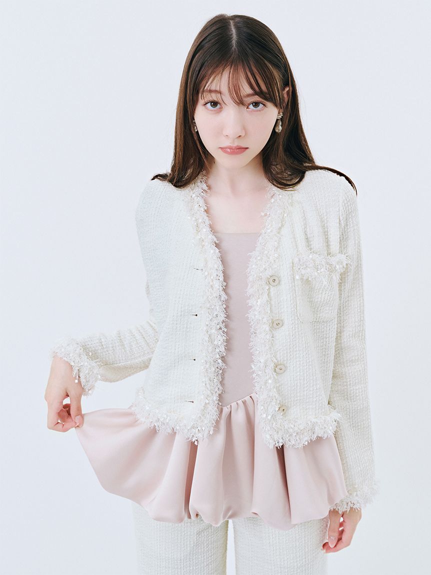 lilybrown バルーンペプラムベアトップス　WHT LILY BROWN｜バルーンペプラムベアトップス | Rakuten Fashion