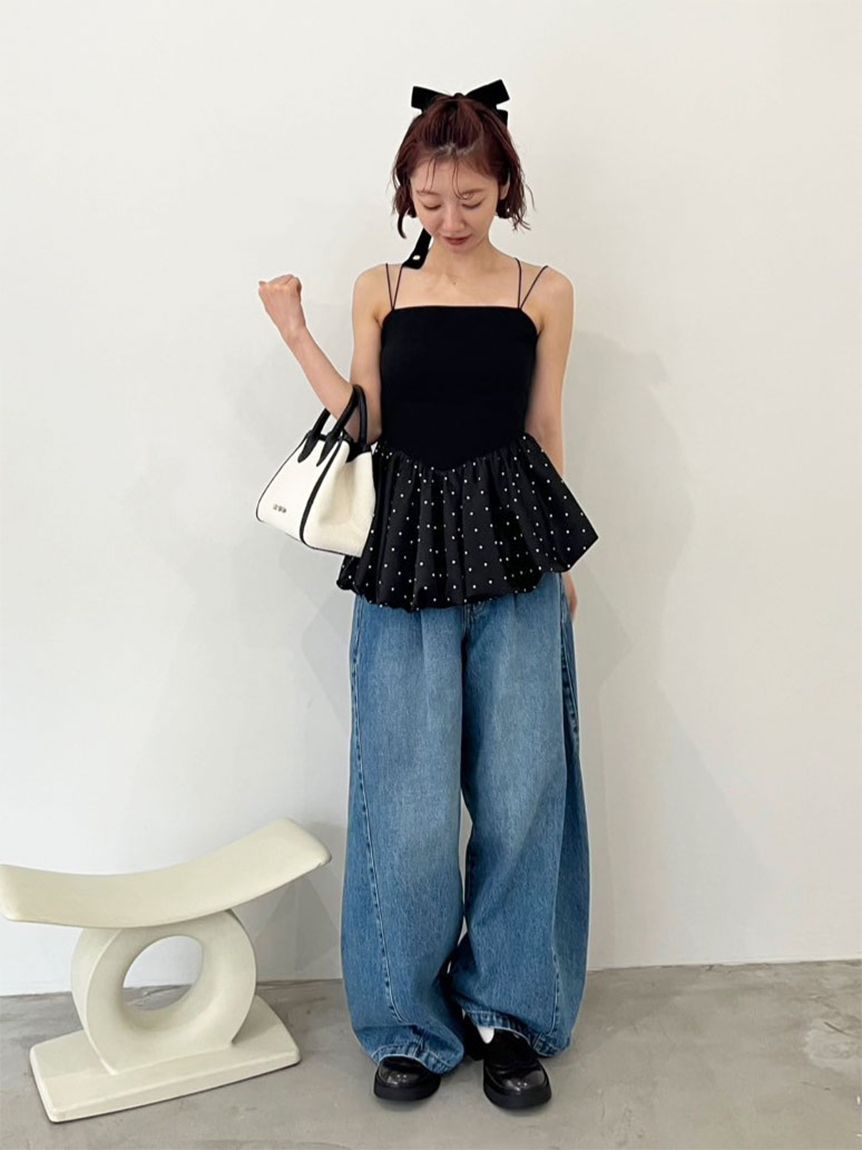 WEB限定00サイズ】バルーンペプラムボンディングセットアップ