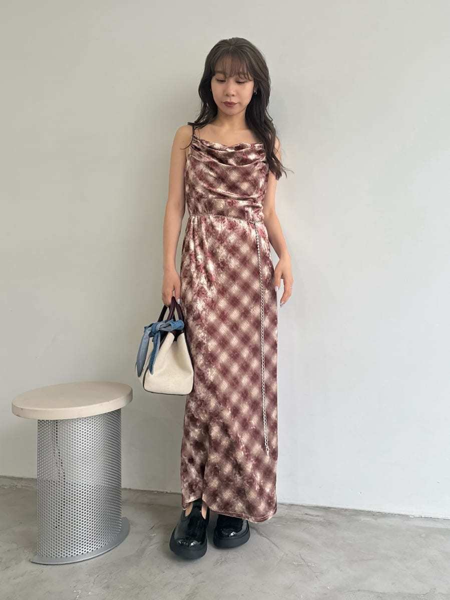 【LILYBROWN】カップインベロアドレープキャミワンピース カップインベロアドレープキャミワンピース(マキシ・ロング