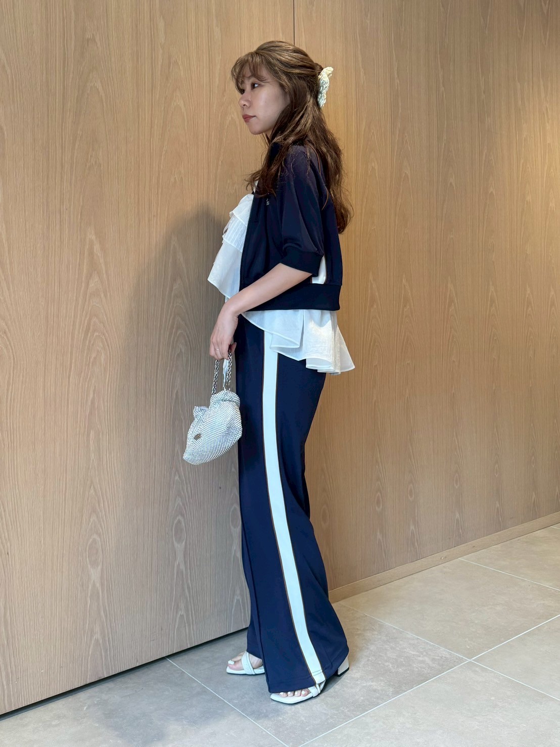 LILY BROWN×MARY QUANT】デイジー刺繍セミフレアトラックパンツ(ロング