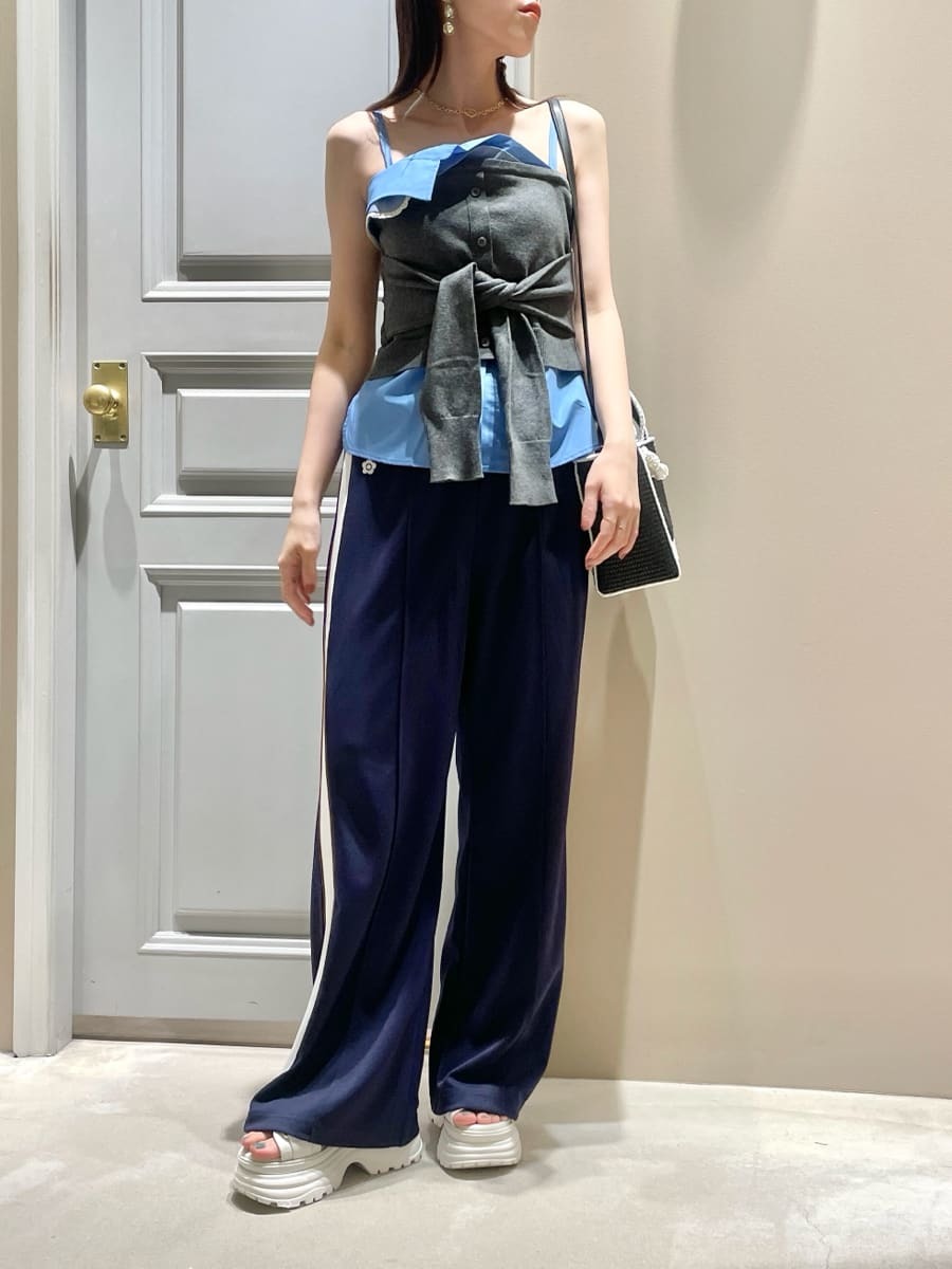 LILY BROWN×MARY QUANT】デイジー刺繍セミフレアトラックパンツ(ロング