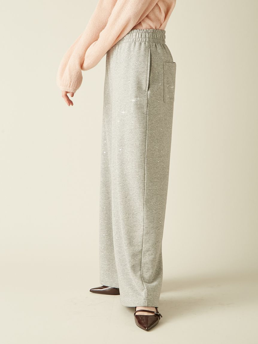 WEB限定00サイズ】ビジューワイドスウェットパンツ(ロングパンツ