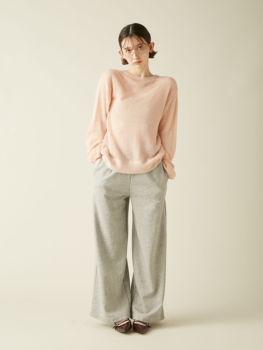 LILYBROWN×foxy illustrations ビジューワイドパンツ WEB限定00サイズ】ビジューワイドスウェットパンツ(ロングパンツ