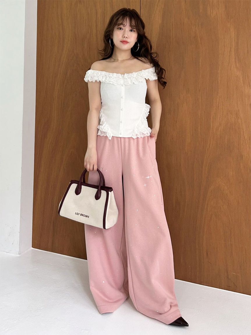 LILYBROWN×foxy illustrations ビジューワイドパンツ LILYBROWN×foxy illustrations ビジューワイドパンツ - メルカリ