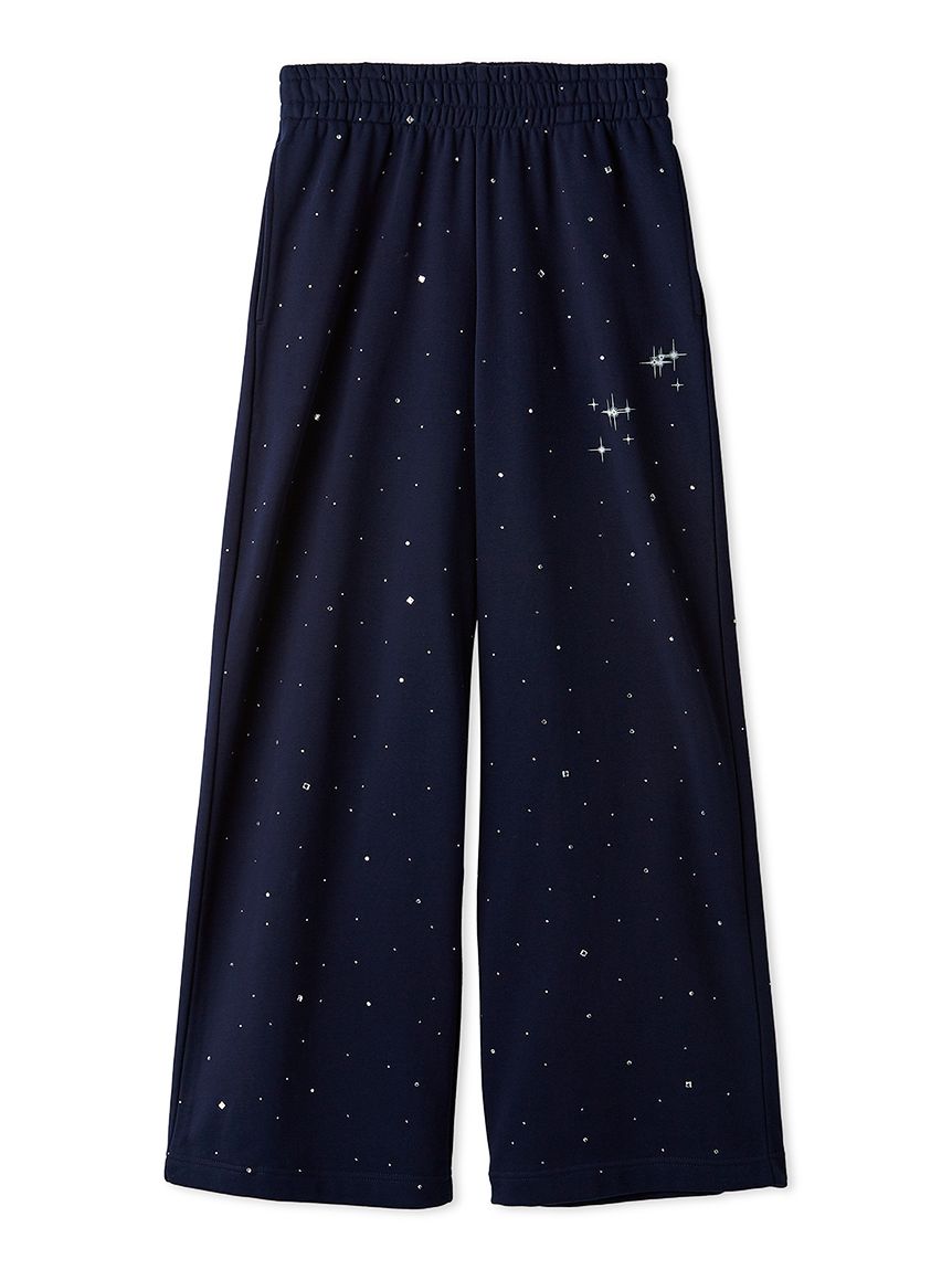 WEB限定00サイズ】ビジューワイドスウェットパンツ(ロングパンツ