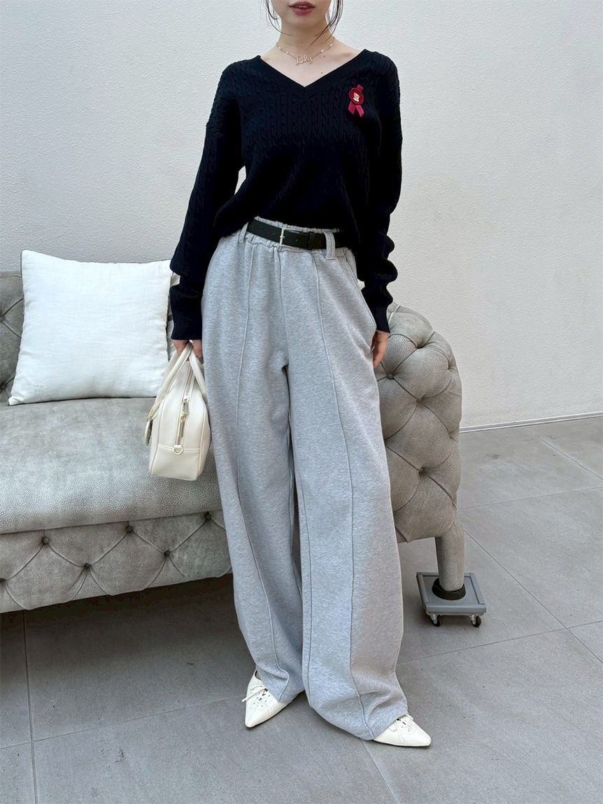 WEB限定00サイズ】ベルト付きスウェットパンツ(ロングパンツ)｜パンツ