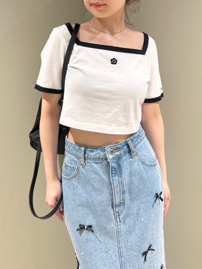 LILY BROWN×MARY QUANT】シェルステッチクロップドTシャツ(T