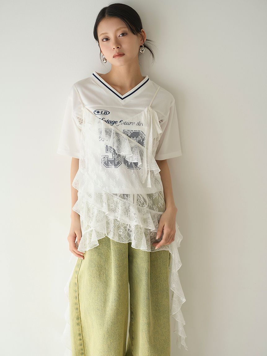 【早い者勝ち価格】サイドレースナンバリングTシャツ LILYBROWN サイドレースナンバリングTシャツ(Tシャツ・カットソー