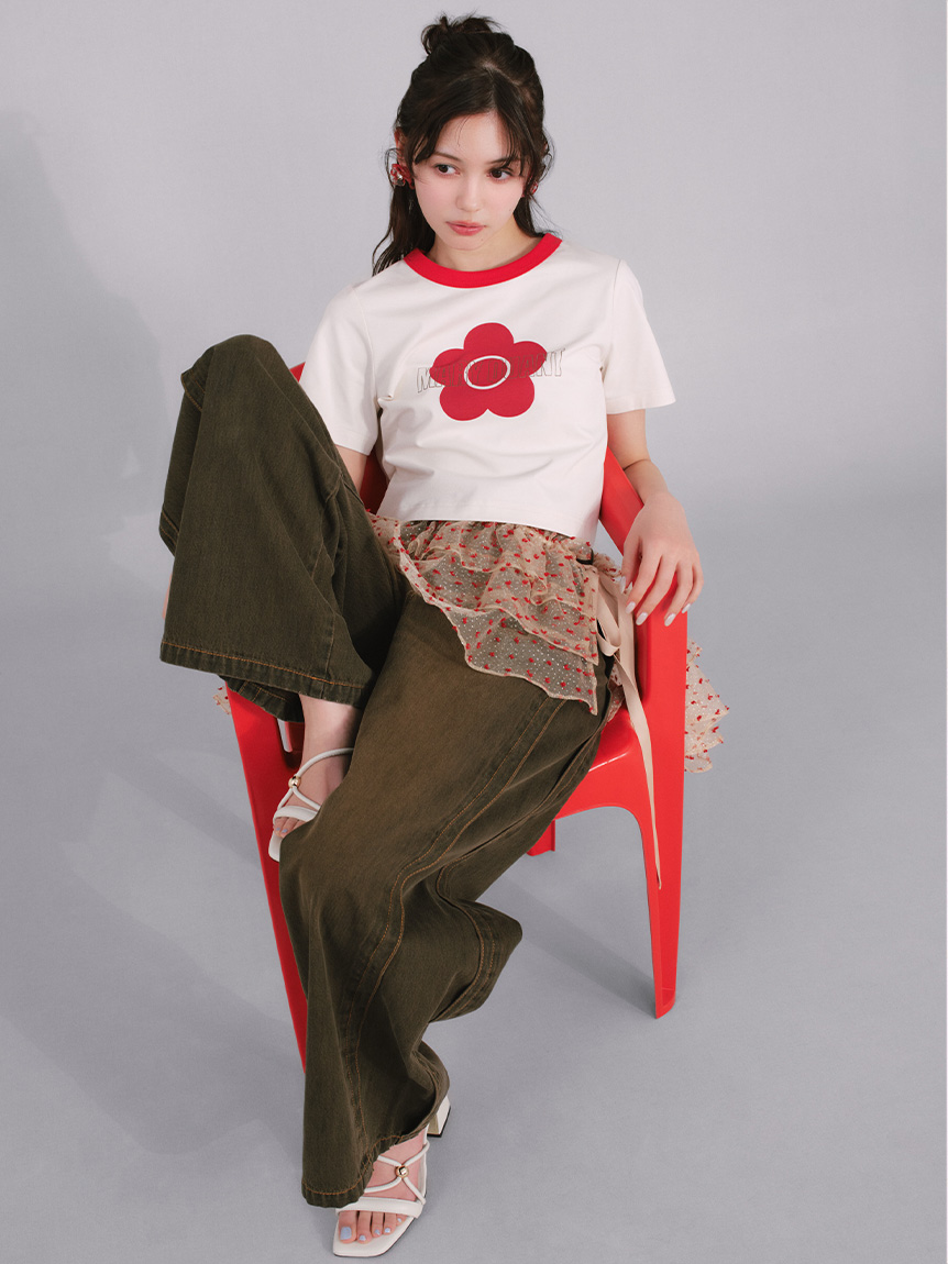 LILY BROWN×MARY QUANT】グリッターロゴリンガーTシャツ(Tシャツ