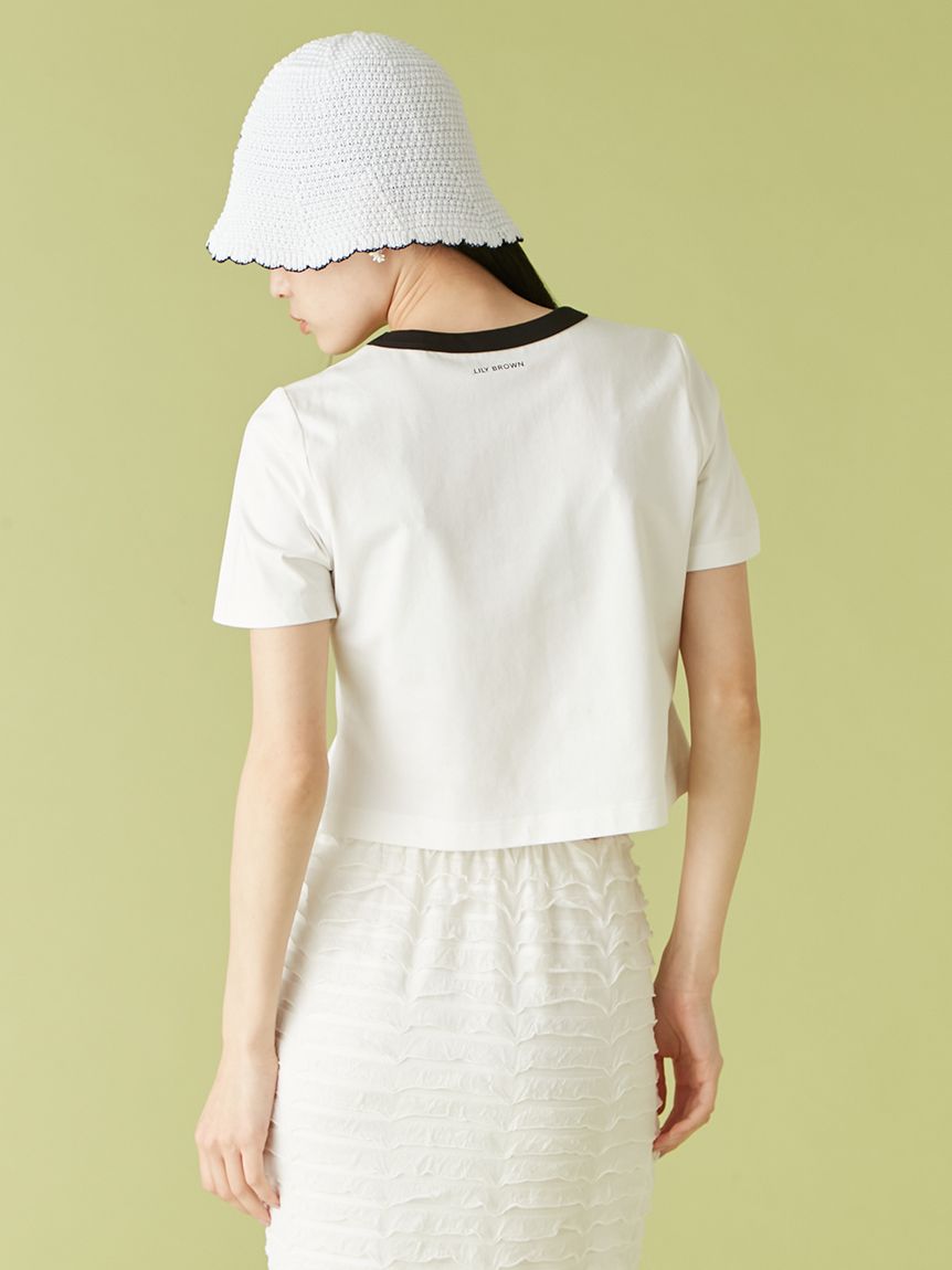 LILY BROWN×MARY QUANT】グリッターロゴリンガーTシャツ(Tシャツ
