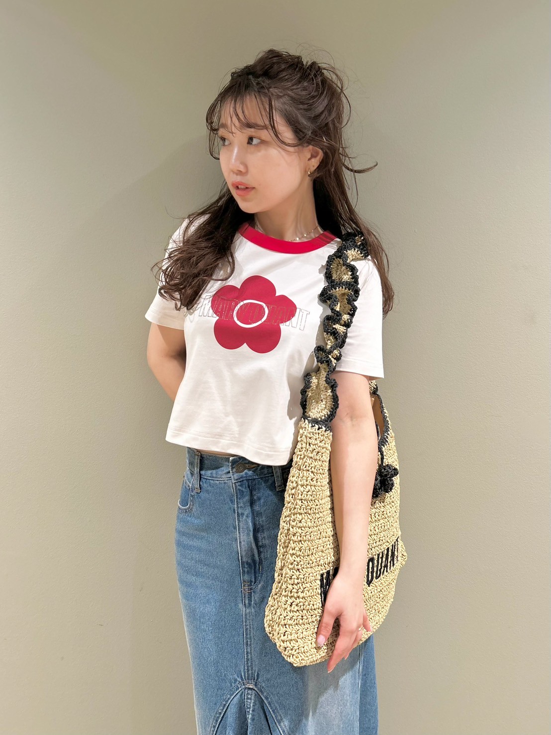 LILY BROWN×MARY QUANT】グリッターロゴリンガーTシャツ(Tシャツ