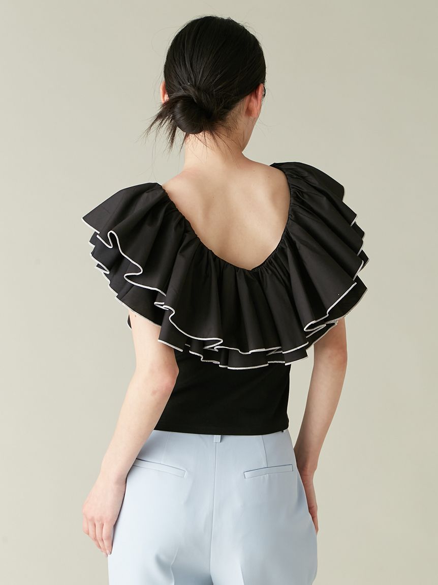 デコルテフリルカットトップス(Tシャツ・カットソー)｜トップス