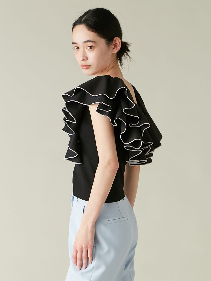 完売色♥️新品タグ付き✨ LILY BROWN 2wayデコルテフリルトップス デコルテフリルカットトップス(Tシャツ・カットソー)｜トップス