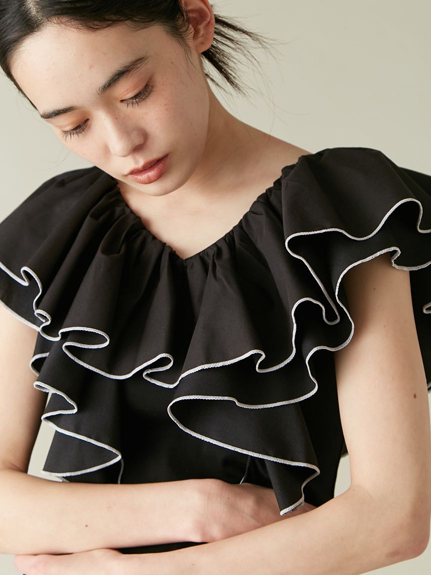 デコルテフリルカットトップス(Tシャツ・カットソー)｜トップス