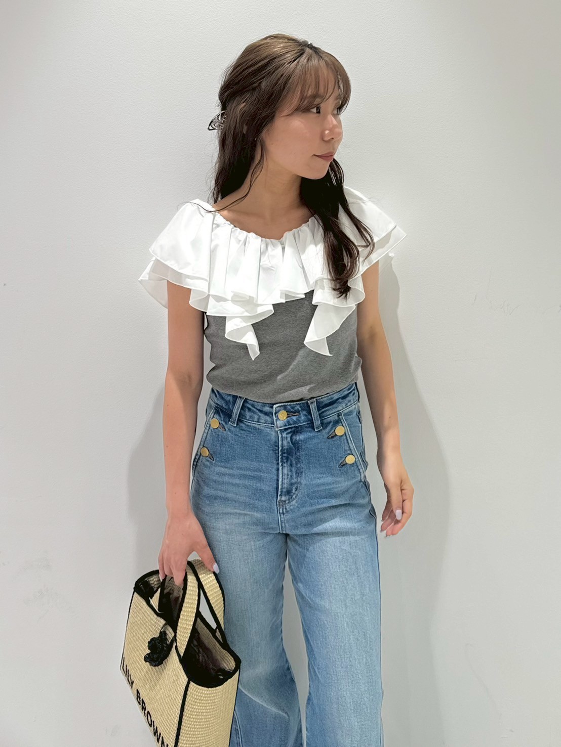 デコルテフリルカットトップス(Tシャツ・カットソー)｜トップス