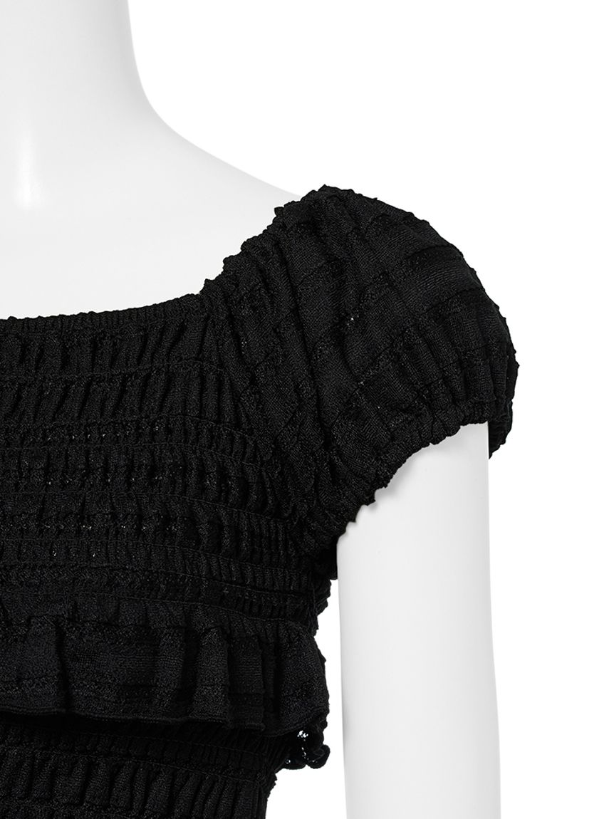新品未使用【LILY BROWN】ブラック シャーリングトップス　ブラック シャーリングフリルトップス(Tシャツ・カットソー)｜トップス