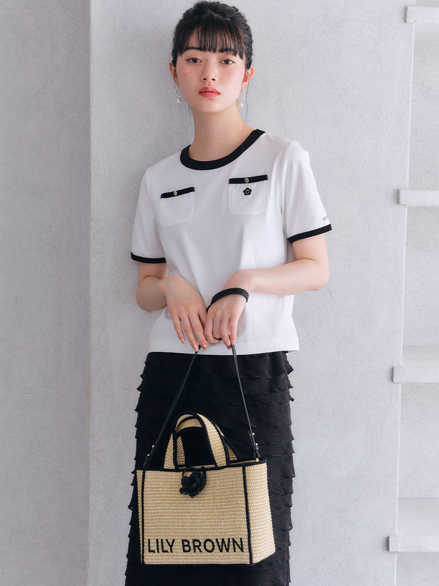 リリー ブラウン LILY BROWN トップス 25夏 【LILY BROWN×MARY QUANT】ポケットリンガーTシャツ 半袖 クロップド丈 マリクワ コラボ lwct254042 LILY BROWN×MARY QUANT】ポケットリンガーTシャツ(Tシャツ