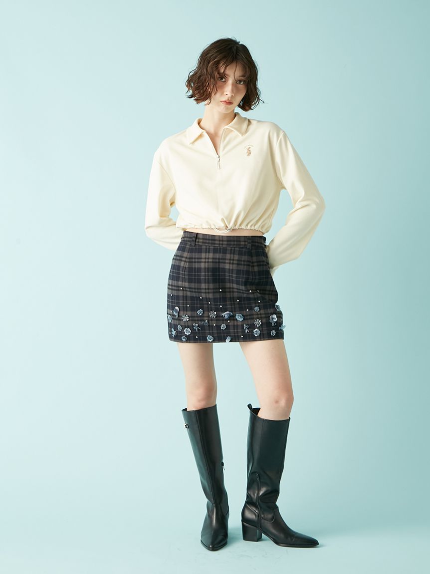 【新品タグ付き】Lilly Brown クロップド丈スウェットパーカー WEB限定カラー】Lily Bearハーフジップクロップドスウェット