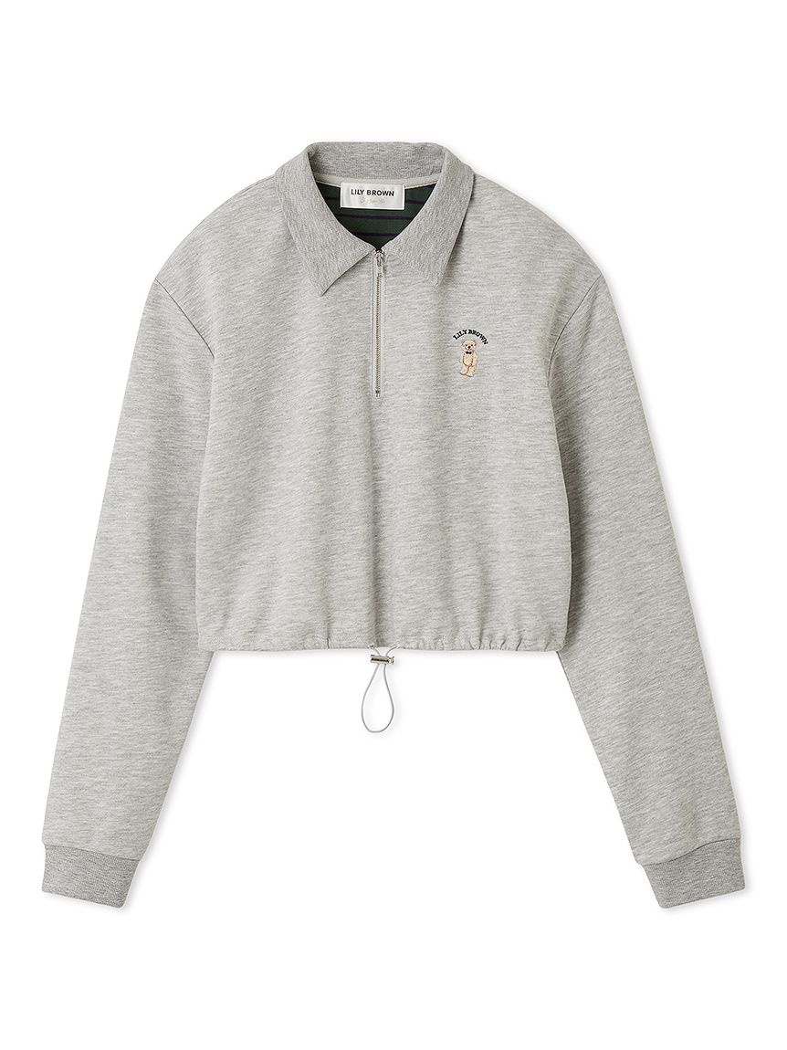 【新品タグ付き】Lilly Brown クロップド丈スウェットパーカー WEB限定カラー】Lily Bearハーフジップクロップドスウェット