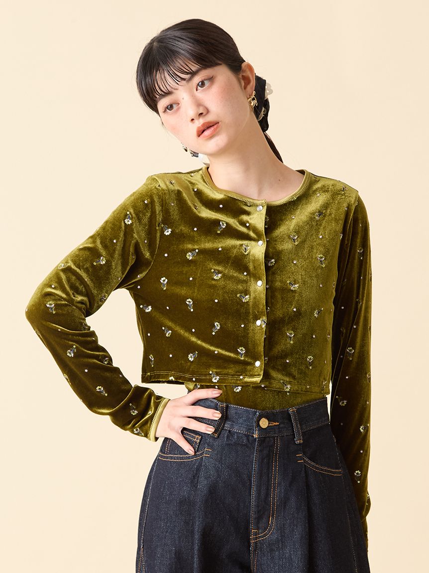 エンブロイダリーベロアキャミアンサンブル(Tシャツ・カットソー