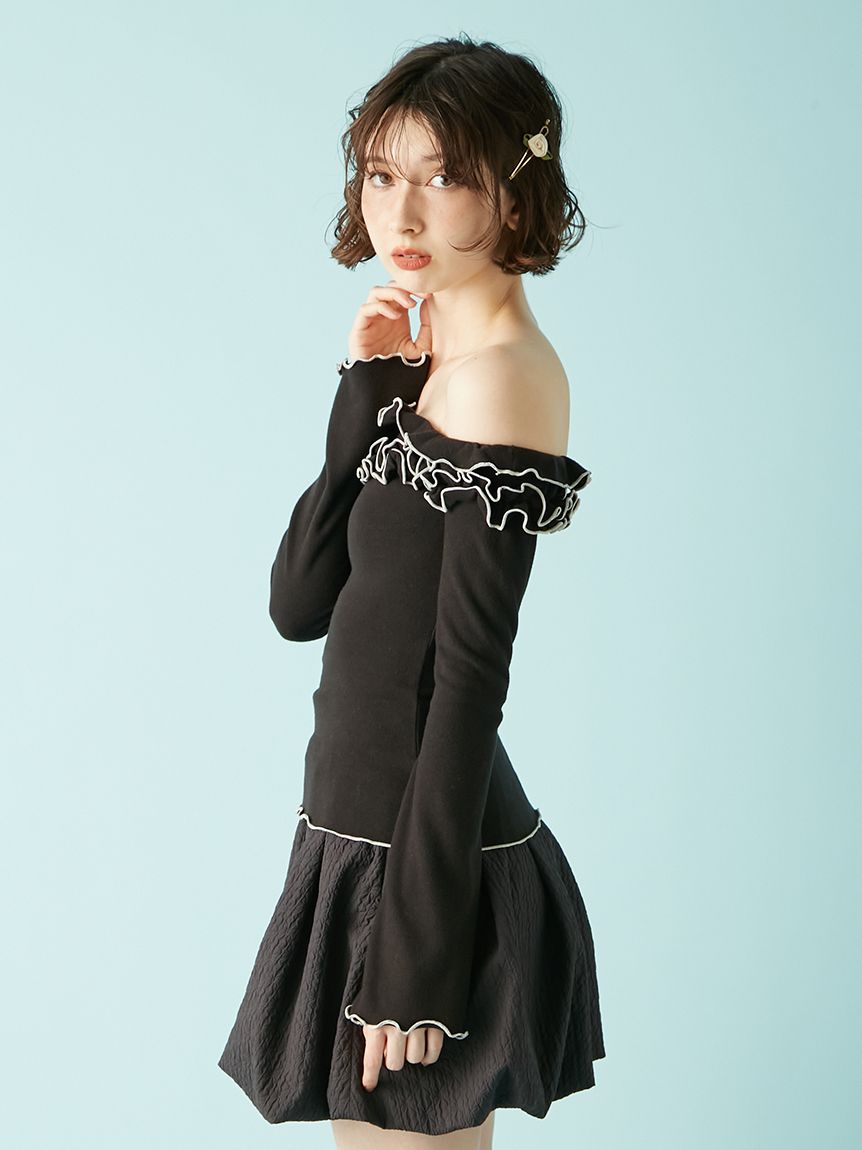 トップス lily オフショルダーメロウフリルトップス(Tシャツ・カットソー)｜トップス