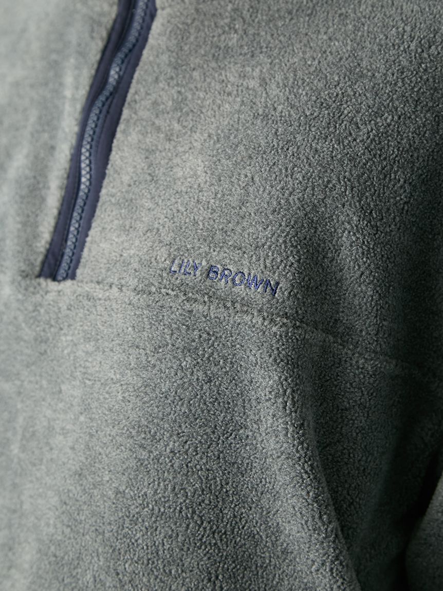 ハーフジップロゴ刺繍フリーストップス(Tシャツ・カットソー