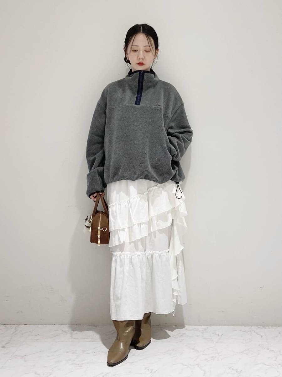 ハーフジップロゴ刺繍フリーストップス(Tシャツ・カットソー