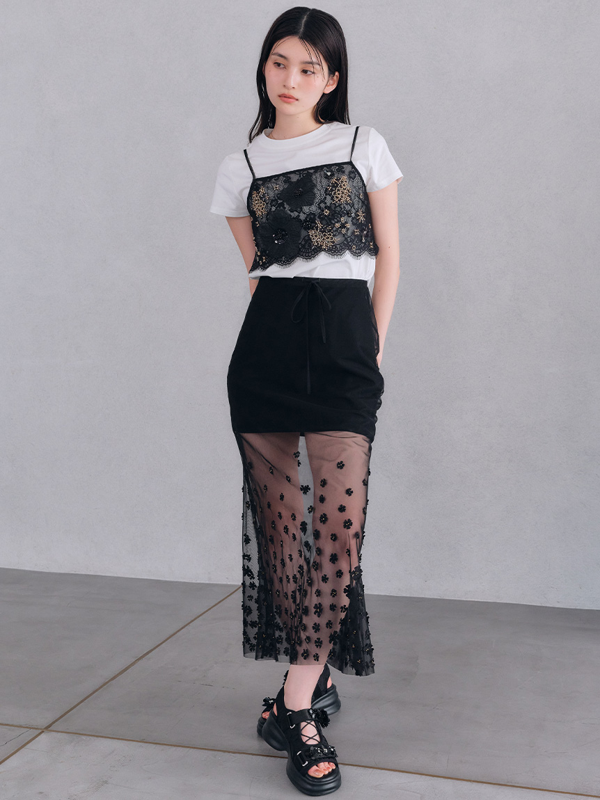 L.B CANDY STOCK]リメイクビスチェレイヤードカットソー(Tシャツ