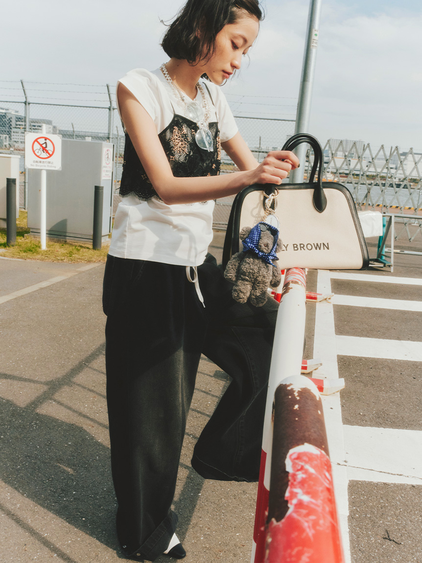 L.B CANDY STOCK]リメイクビスチェレイヤードカットソー(Tシャツ