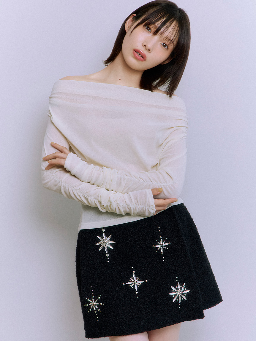 フロッキーベロアドレープトップス(Tシャツ・カットソー)｜トップス