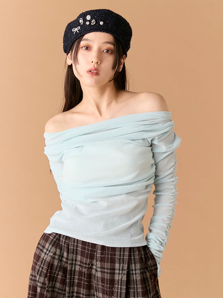 フロッキーベロアドレープトップス(Tシャツ・カットソー)｜トップス