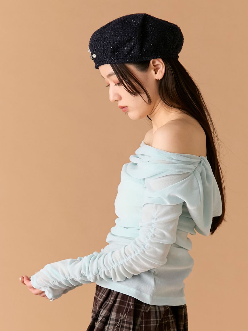 フロッキーベロアドレープトップス(Tシャツ・カットソー)｜トップス