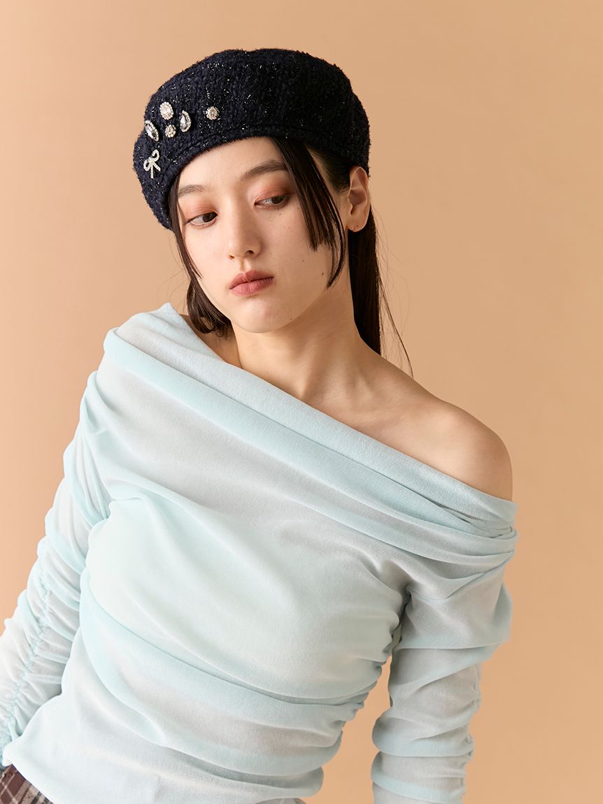 フロッキーベロアドレープトップス(Tシャツ・カットソー)｜トップス