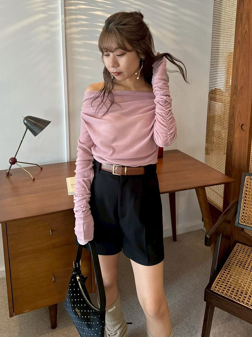 フロッキーベロアドレープトップス(Tシャツ・カットソー)｜トップス