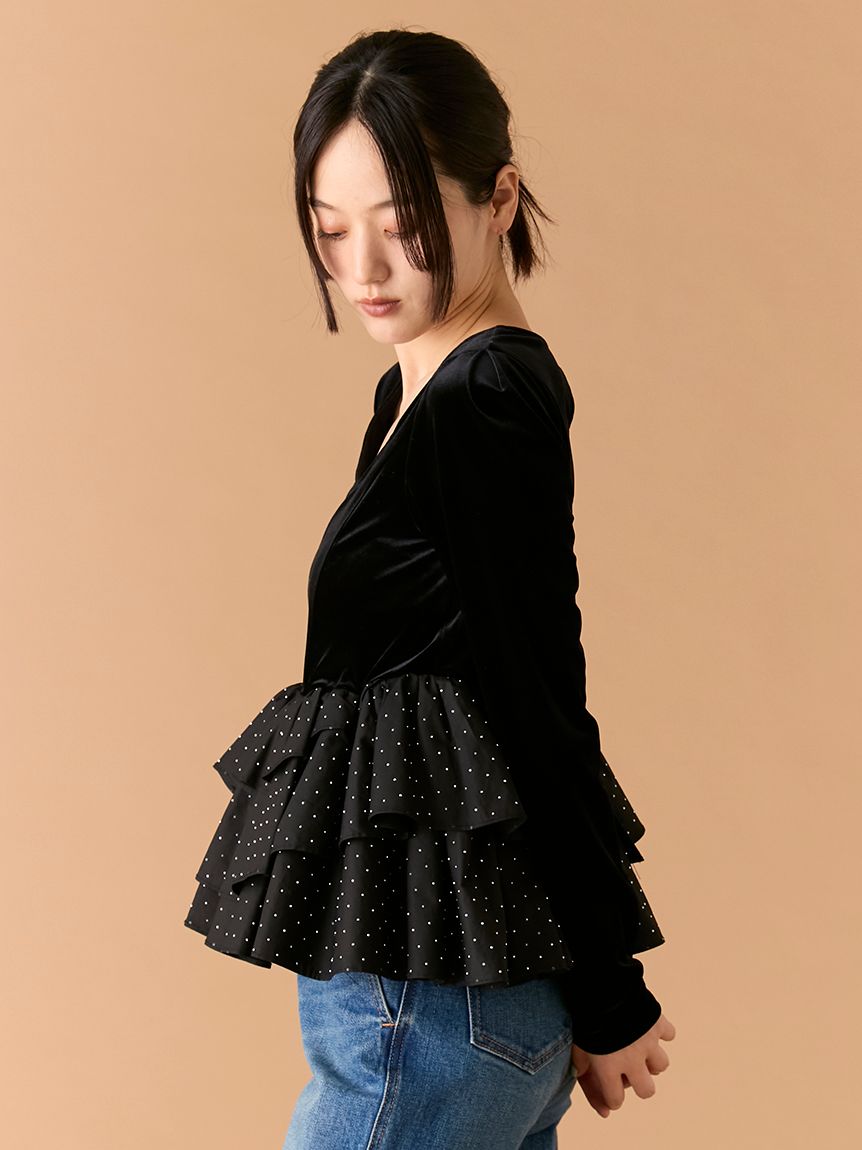 ベロアペプラムフリルトップス(Tシャツ・カットソー)｜トップス｜LILY